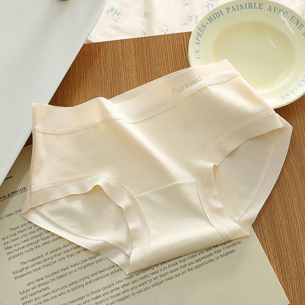 5pcs Solid Color Mid Waist Panties Underwear Women's Underpants Comfortable Seamless Briefs  Girl