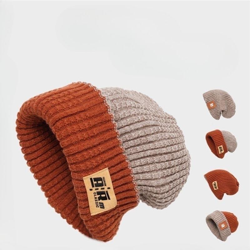 

Winter Keep Warm Double Sided Knitted Mao Line Hat Men Women Autumn and Winter Versatile Ear Protection Baotou No Eaves Knitted Cap оранжевый