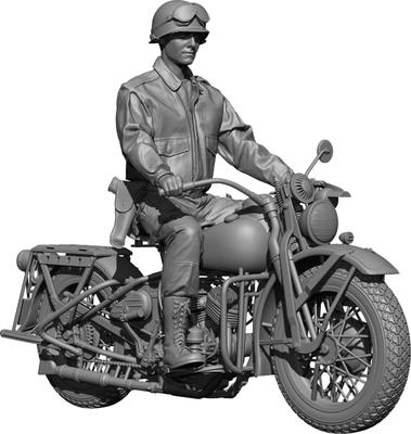 Modello H3 1/48 Divisione Aerotrasportata USA WWII Cavaliere Americano (con Motocicletta) Kit Stampante 3D HS48109 (Persona)