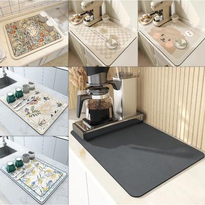 Super Absorpční Velká Podložka Kuchyňská Protiskluzová Odkapávací Kávová Podložka na Sušení Nádobí Rychleschnoucí Koupelnová Odkapávací Podložka Podložky na Nádobí Dekorace