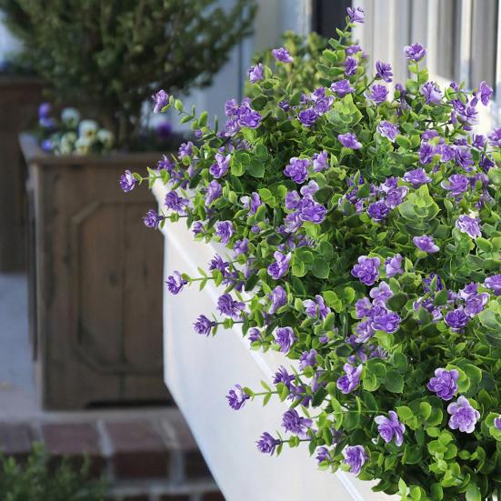 Artificial Camellia Flower with Eucalyptus Leaves 7 Fork Fake Flower with Stem UV Resistant Faux Bloom Indoor Outdoor Wedding Party Decoration