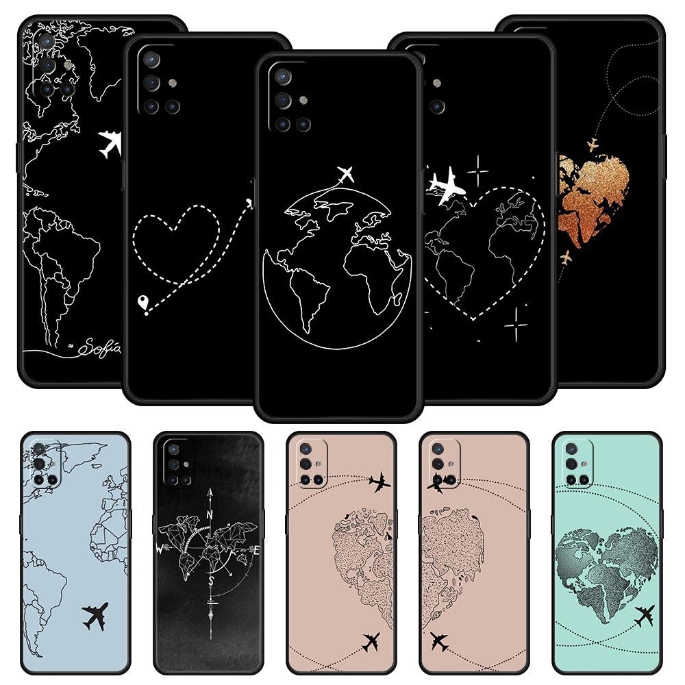 Fashion Planes World Map Travel Phone Case For OnePlus 12R 9R 12 11 10 Pro 9 8 7 7T 8T 10T 9RT Nord 2T N10 N200 CE 2 5G Cover
