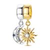 Original 925 Sterling Silver Charms Bead Gold Sun Moon Couple Pendant Fit Original Bracelet Necklace For Women DIY Jewelry Gift