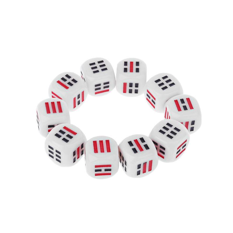 

10pcs D6 Dices для легкого гадания Угадывание Гадание Кости Ба Гуа Восемь Триграмм Части