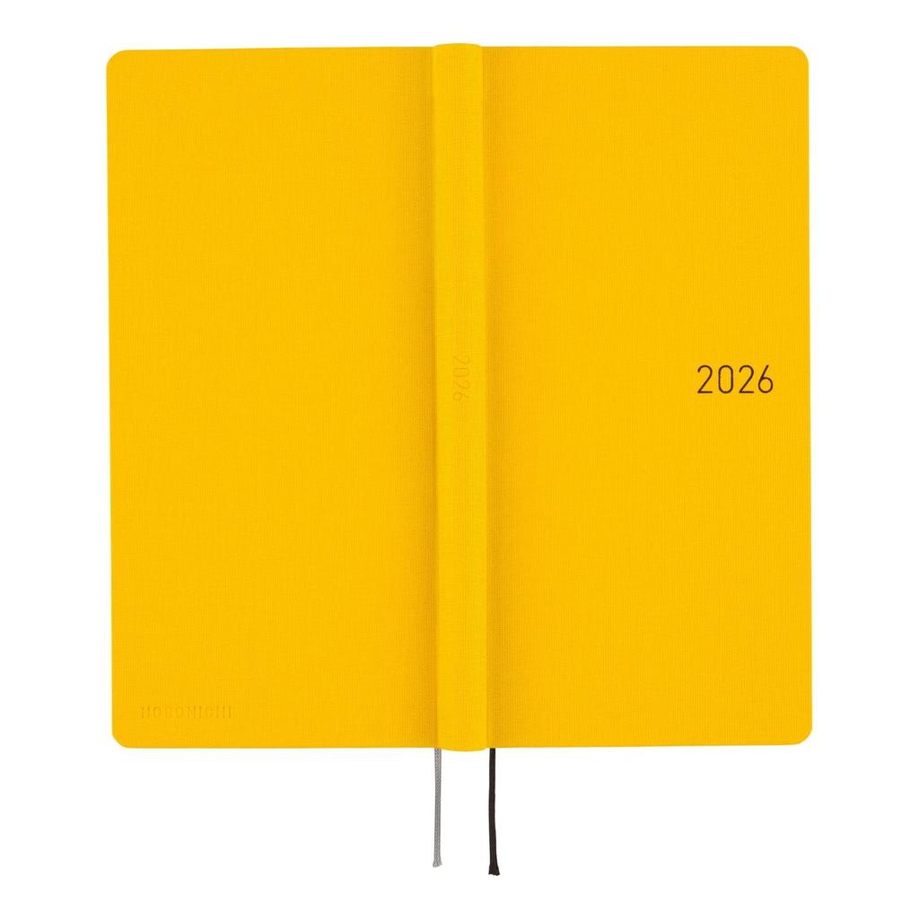 Hobonichi Techo 2026 Weeks MEGA Colors Full Moon Yellow Weekly Planner January Start Slim Vertical Left 215 Pages Grid Memo