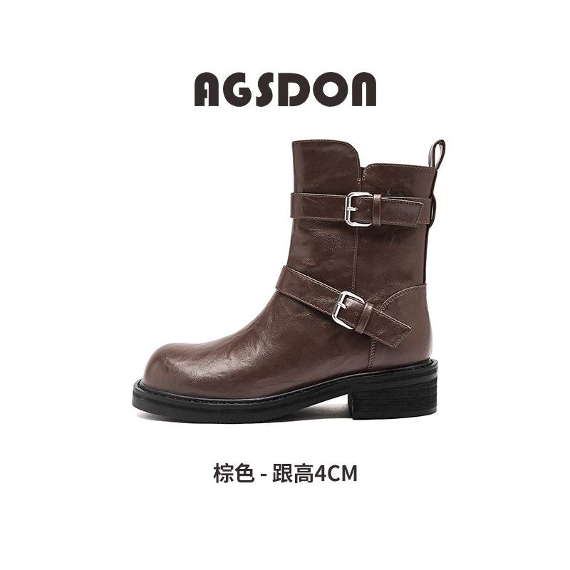 

Ботинки Мартина Augustine женские 2025 новые осенние на толстом каблуке толстой подошве черные Maillard ретро весенне-осенние одинарные ботинки 40