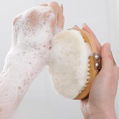 Kayın Ağacı Saplı Banyo Fırçası Yumuşak Naylon Kıllar Nazik Peeling Askılı Tasarım Duş Fırçası Banyo Aksesuarları