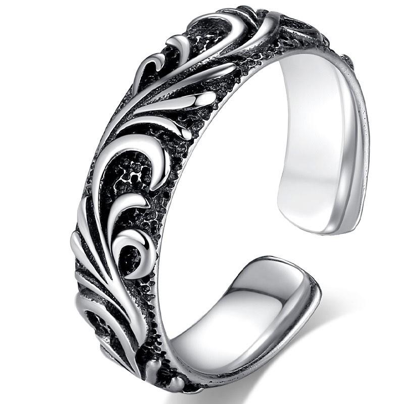 Adjustable Unisex Vintage Motif Ring In Plated Copper Finger Statement Jewelry