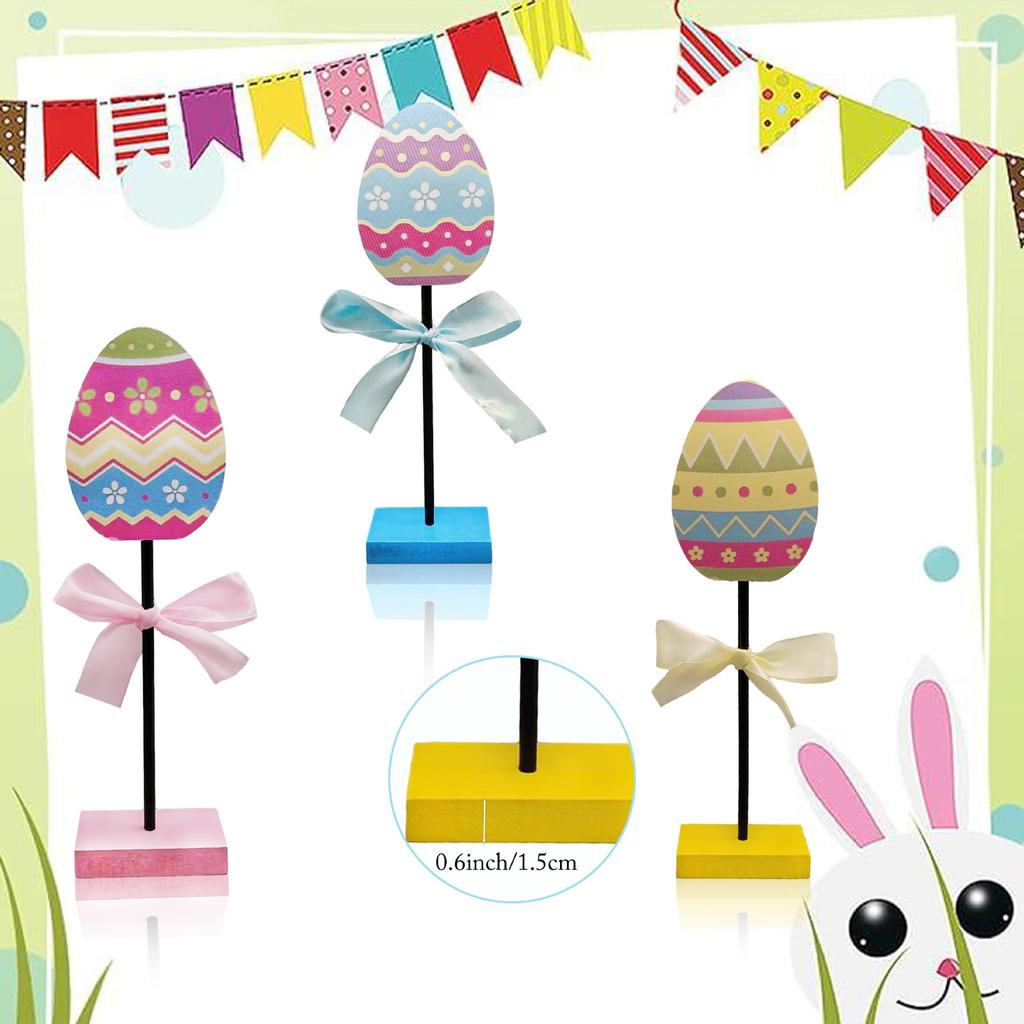 3-piece Set Of Easter Egg Colored Bow Decoration Desktop Decoration With Festive Atmosphere