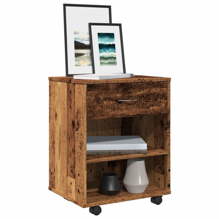 VidaXL Armoire à roulettes vieux bois 46x36x59 cm bois d'ingénierie, armoire, classeur mobile, meuble de bureau, armoire de 856660