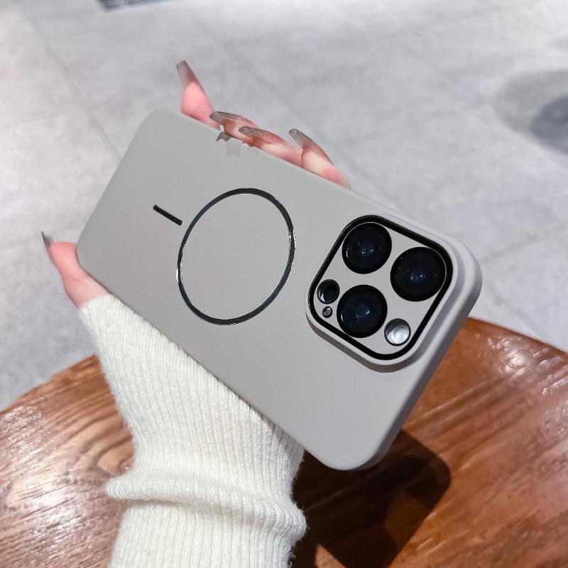 Applicable to iPhone16 fine ring magnetic mobile phone case Apple 15 ultra-thin matte 14 all-inclusive anti-drop solid color PC hard case