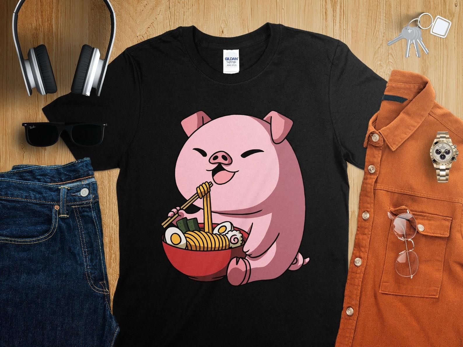 Kawaii Anime Year of the Pig Asian Noodles Japanese Ramen Shirt, Anime Shirt, Ramen T-Shirt, Japan Art 2XL