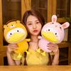 1pc 33cm Adorable Big Mouth Duck Plush Toys Kawaii Toy Turn To Dinosaur Husky Bear Frog Rabbit Dolls Stuffed Soft Pillow For Girls