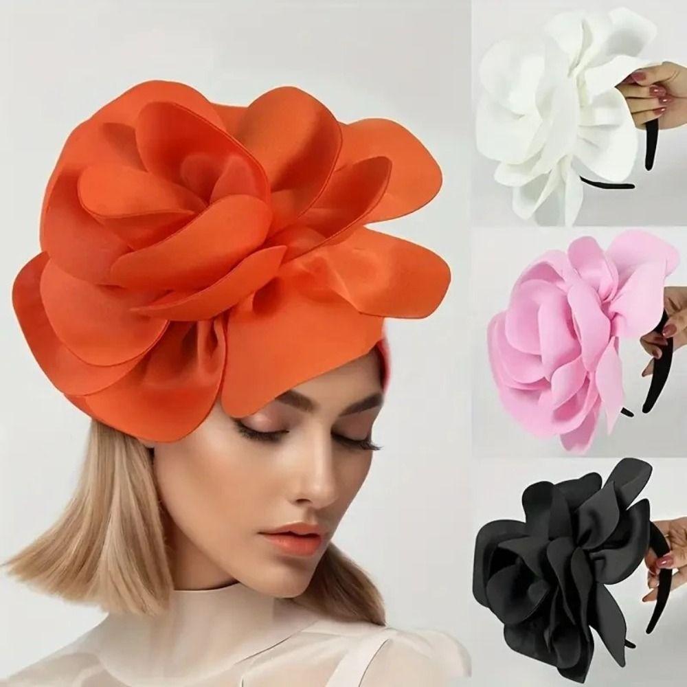 Sweet Large Rose Flower Headband Elegant Oversized Flower Headpiece  Dance Show