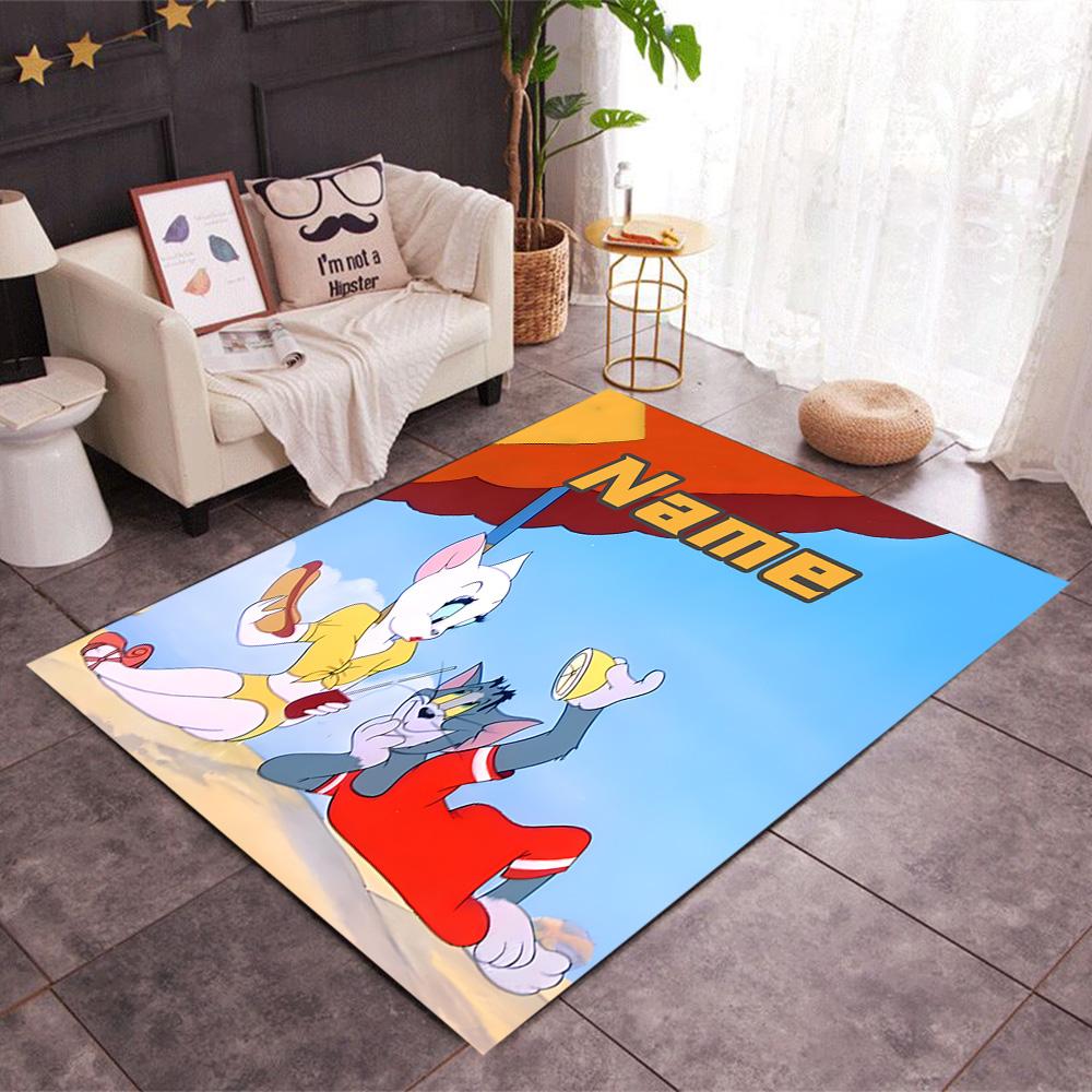 Looney Farm Animal Friends Customize Your Name Floor Rug Office Rug Suitable for Balcony Entryway Dormitory Foyer Anti-slip Rug Anime Office Decor