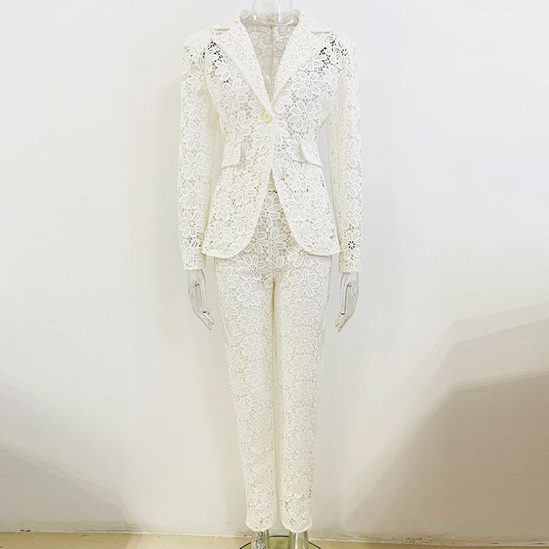 

Доступно 2025: Стильный европейский и американский комплект брючного костюма с кружевом для знаменитостей XXXL