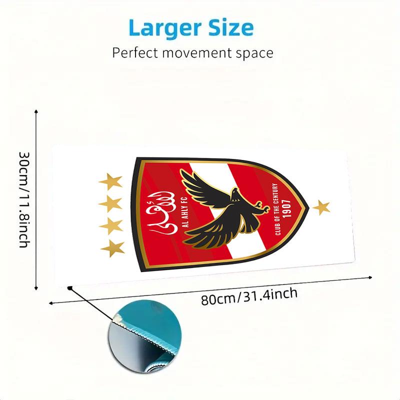 Al Ahly SC Mouse Pad, Large Gaming Desk Mat, Non-slip XXL Mousepad for Laptop & Tablet, Mini PC Playmat with Stitched Edges