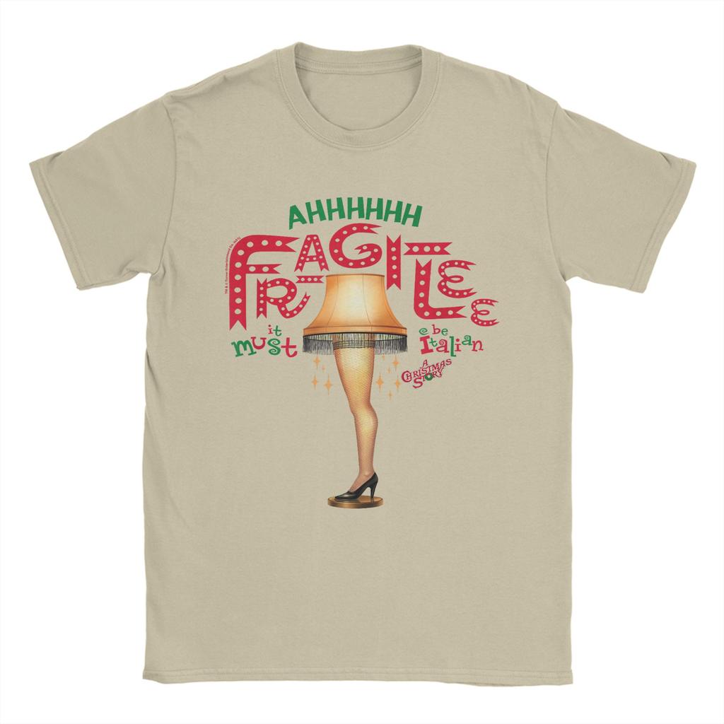 A Christmas Story Ahh Fragilee Leg Lamp Funny Holiday T Shirts for Men 100% Cotton T-Shirt O Neck  Tee Shirt Short Sleeve Tops