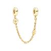New Golden Flowers Collection Charm Bead Lucky Shamrock Rose in Bloom Daisy Flower Safety Chain Compatible With Authentic Bracelets Do It Yourself Jew