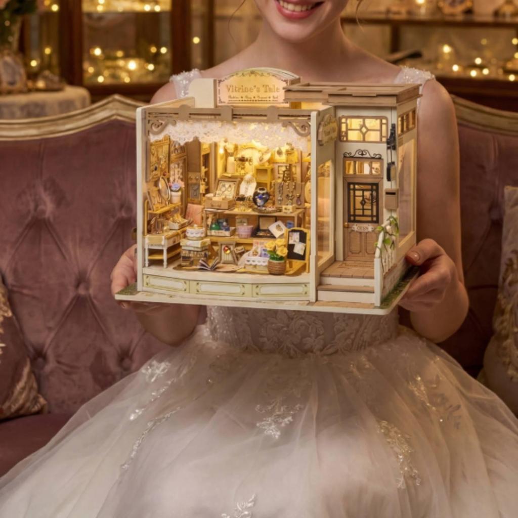 Miniature Jewelry Shop Detailed House with Light Decorative Storefront Model Kit for