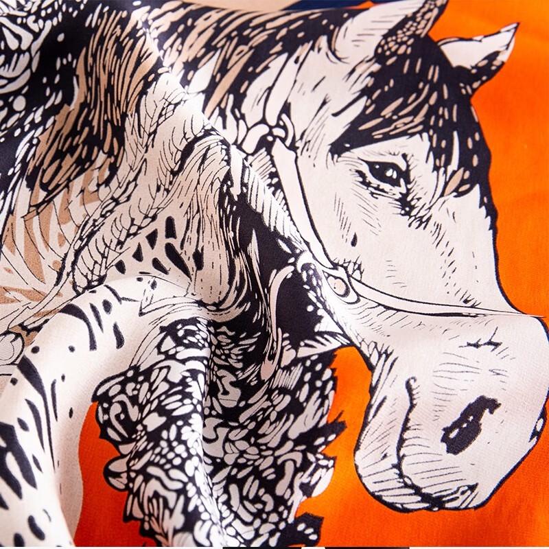 Hengyuanxiang 'Dream as Horse' Silk Scarf 90x90cm
