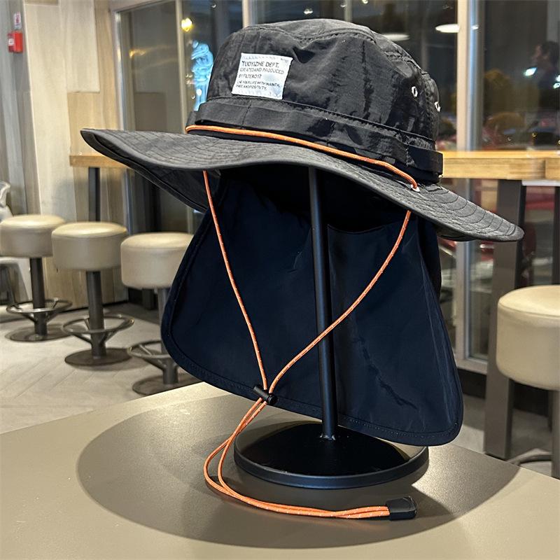 Unisex Quick-Dry Sun Protection Bucket Hat with Neck Shade for Outdoor Activities M (56-58cm) чёрный