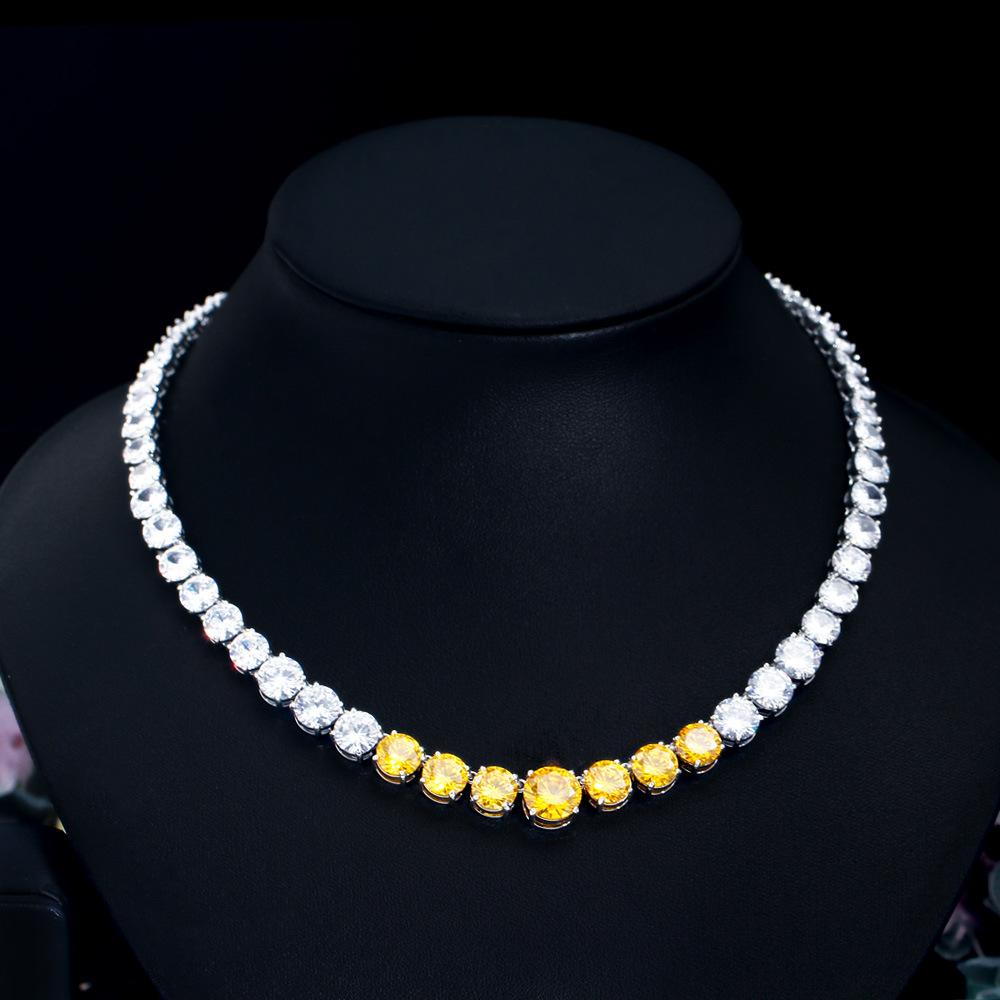 

Accessories Single Row Round Diamond Necklace Temperament Zircon Clavicle Chain Necklace Clothing Accessories жёлтый
