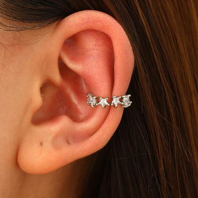 1 Stück Pferdeauge Zirkon Ohr-Manschetten-Clips Ohrringe für Damen Mädchen Kein Fake Piercing Knorpel Stern Kristall Ohrring Ring Ohne Loch