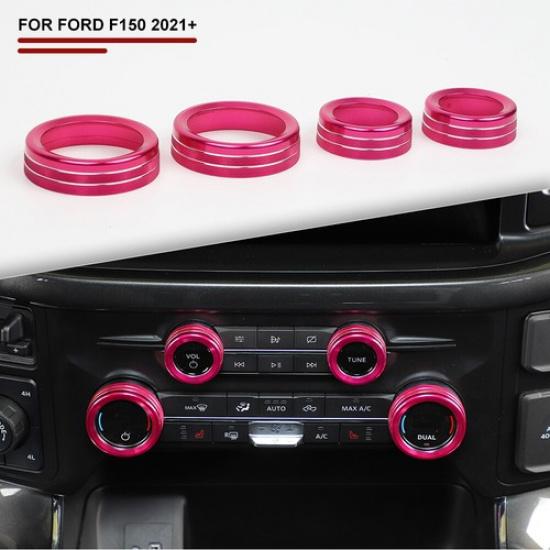 Air Conditioner Audio Volume Switch Knob Cover Trim Ring For Ford F150 +Pink