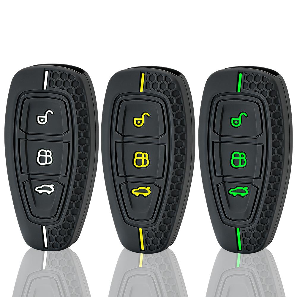 Car Key Pack For Ford St Line Fiesta Focus Mondeo Ecosport Kuga Edge Escape Metallic Silicone Car Key Fob Case Accessories