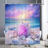 Ocean Beach Shell Starfish Printed Shower Curtain, Bathroom Decorative Shower Curtain,Waterproof Shower Curtain with Hooks