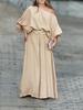 2025 European & American Women's Solid Color Asymmetrical Neck Long Dress
