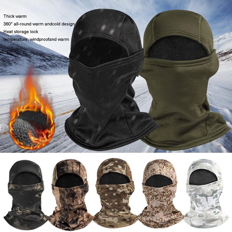 Fleece Tactical Camouflage Balaclava Full Face Mask Winter Warm Wind Shield Biking Hiking Skiing Scarf Hat Bandana Neck Gaiter