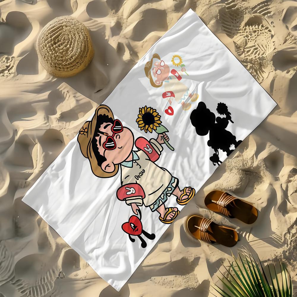 Singer Bad B-Bunny Towel Yoga Gym Yoga Gym Lightweight Portable for Swimming Beach Travel Sports Accessories Sandproof