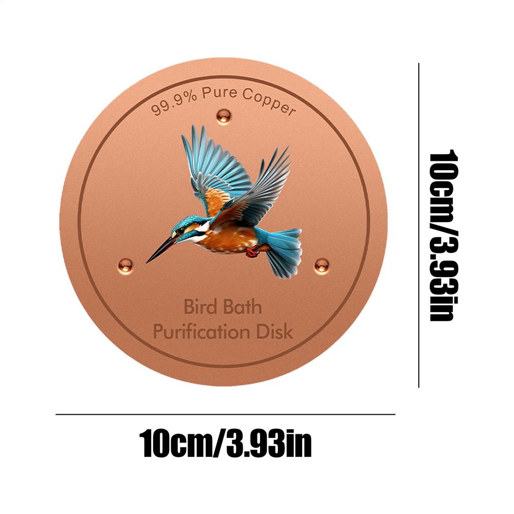 Copper Discs for Birdbaths with Stable Triple-Point Support Copper Bird Bath Purification Disk for Pool Garden Outdoor Breeding