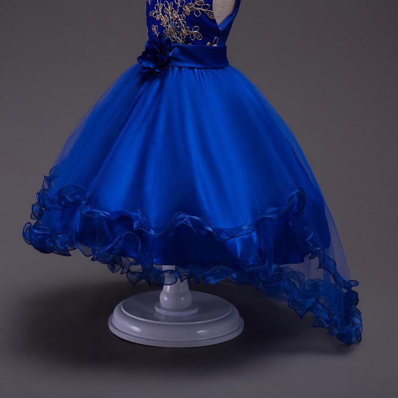 European & American Embroidered Princess Formal Dress for Girls - Wedding Long Train Dress