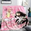 1PC Puella Magi Madoka Magica Print Flannel Blanket, High Quality All Seasons, Home Decor, Warmth and Comfort, Perfect for Christmas Gifts