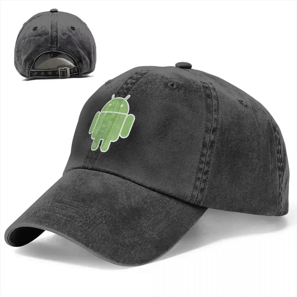 Vintage Android Baseball Cap for Men Women Distressed Denim Snapback Hat Outdoor Summer Gift Caps Hat
