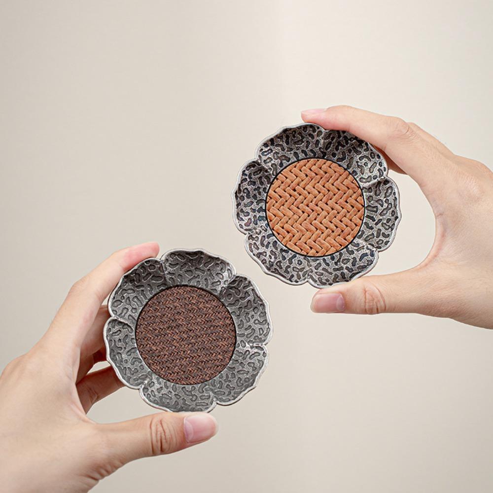 2pcs Delicate Heat Insulation Mat Zinc Zinc Alloy Tea Coaster Handmade Lotus Cup Holder  Home