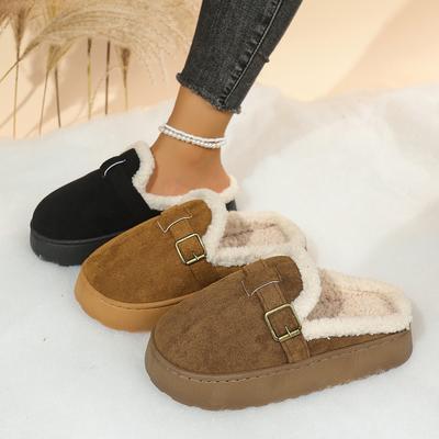 Fashion 2025 Women Luxury Ankle Retro Slippers Plush Fashion Cotton Designer Shoes Women Flat Comfortable Platform Slippers Slides Women