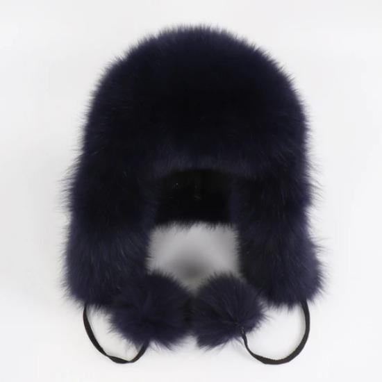 On Sale Real Fox Fur Women's Russian Ushanka Aviator Trapper Snow Skiing Hats Caps Earflap Winter Ladies Fox Fur Bomber Hat