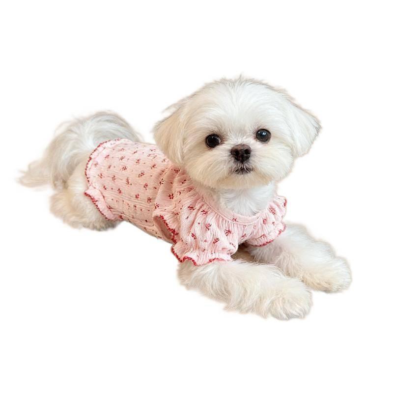 Pet clothes spring and summer new super cute foreign elastic bubble sleeves four feet all-inclusive belly protection clothes dog home clothes