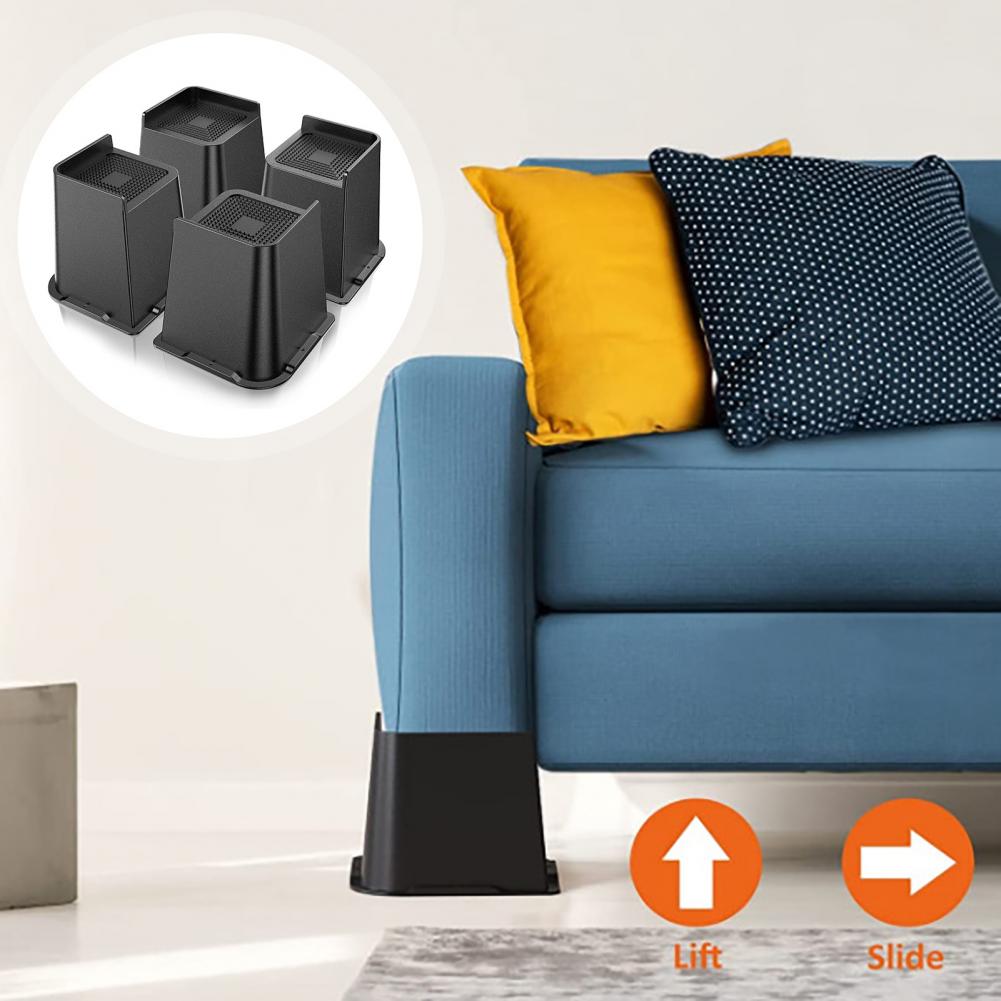 Desk Risers Bed Riser Heavy Duty Bed Furniture Risers Set 4pcs 2/3/4 Inch Lift Supports for Chair Sofa Couch Desk Up to for Bed