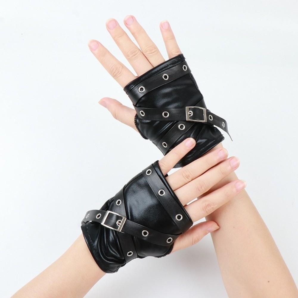 Rivet Half-finger Gloves Y2K Arm Cover Cool Fingerless Mittens Outdoors