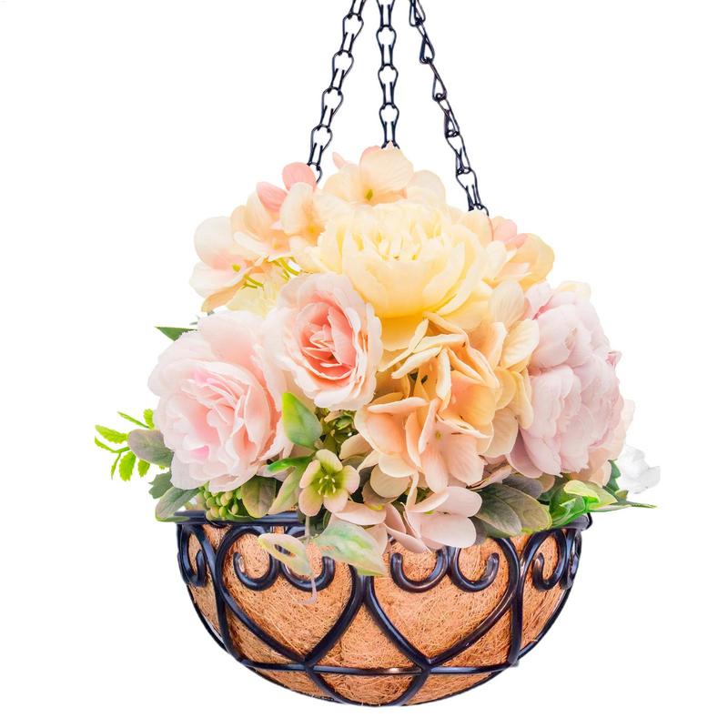 10 Inch Round Wire Plant Holder Metal Hanging Basket Coconut Liner Lining Plants Flower Garden Pot for Home Balcony Decoration
