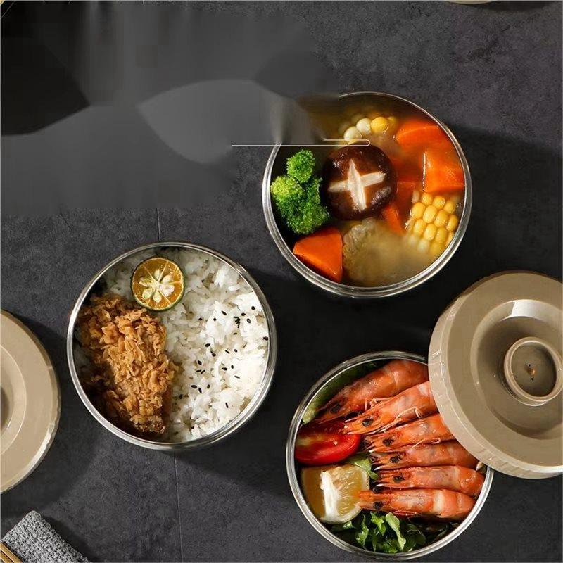 AB34-Easy Using 304 Stainless Steel Vacuum Insulated Lunch Box 3-Layer Thickened Portable Design