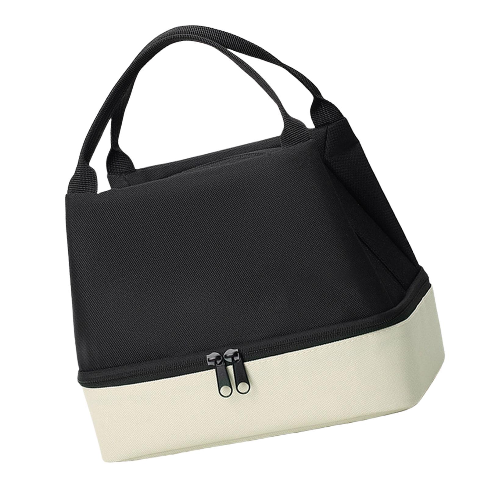 

Fashionable Double Layer Lunch Storage Bag for Hot and Cold Meals Sturdy Oxford Materials for Work and Outdoor Use чёрный