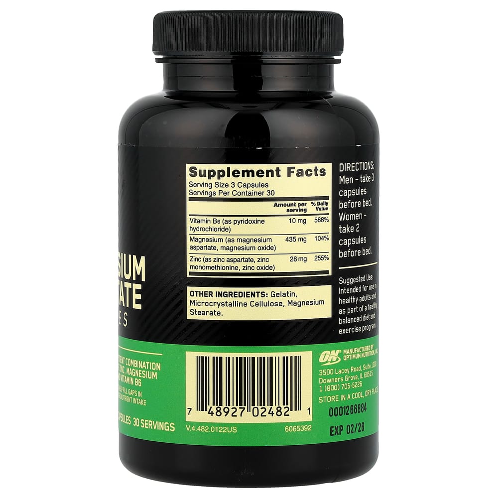 Optimum Nutrition ZMA (Zinc Magnesium Aspartate) Capsules, 90 Counts