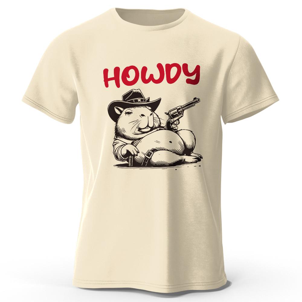 Hand-drawn Cartoon Printed T-shirt for Men and Women Vintage Fashion Oversize Summer Street Wear Tops Tees