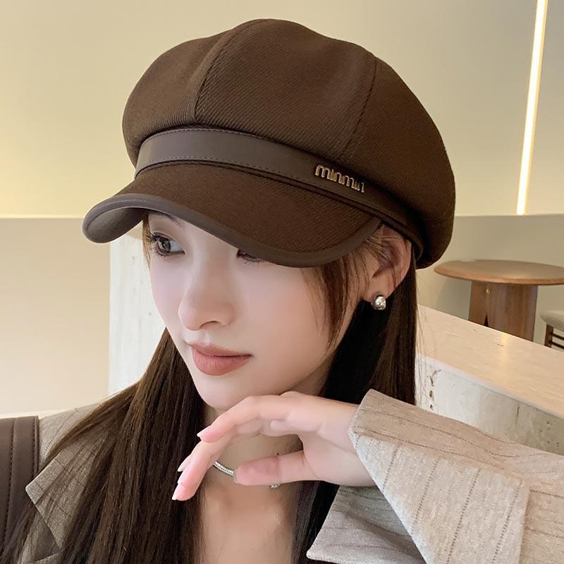 

Новая восьмиугольная шляпа для женщин весна и лето шляпа художника солнцезащитная надписи бейсболка британский стиль берет One Size